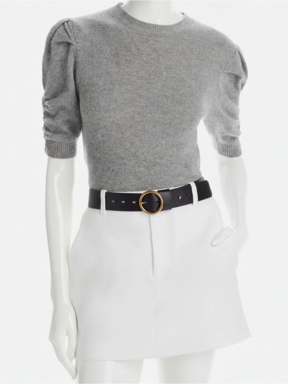 Frame Size Medium Cashmere ruched short sleeve sweater